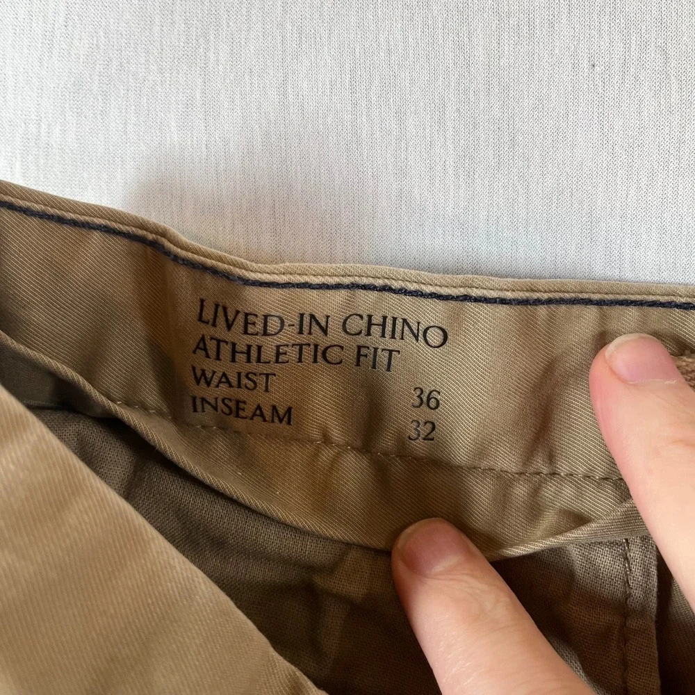 Banana Republic Pants Men 36x32 (Fit 36x29) Lived-In Chino Athletic Fit Khaki